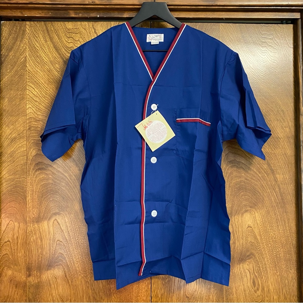 NWT John Weitz XL Men’s Short Sleeve Sleepwear Shirt Lounge Vintage 70s Blue